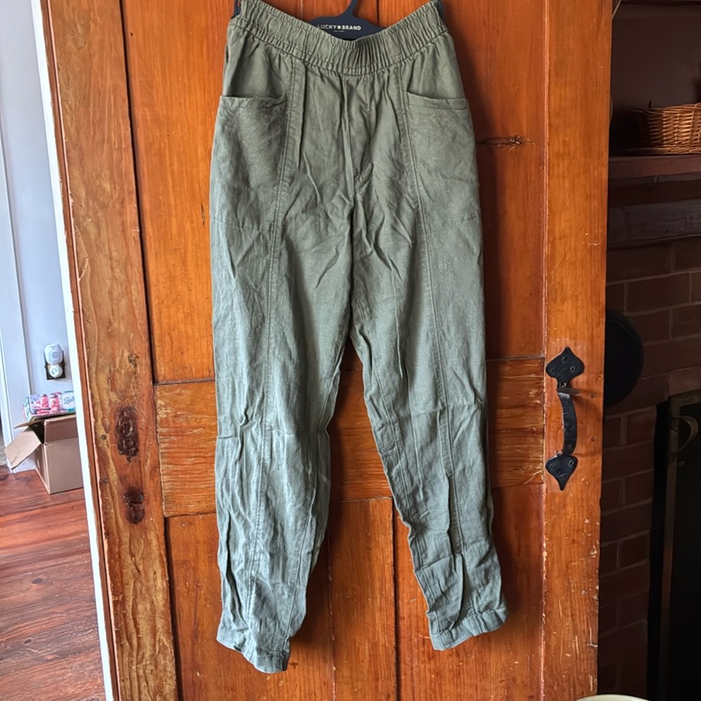 High Rise Straight Taper Linen Pants